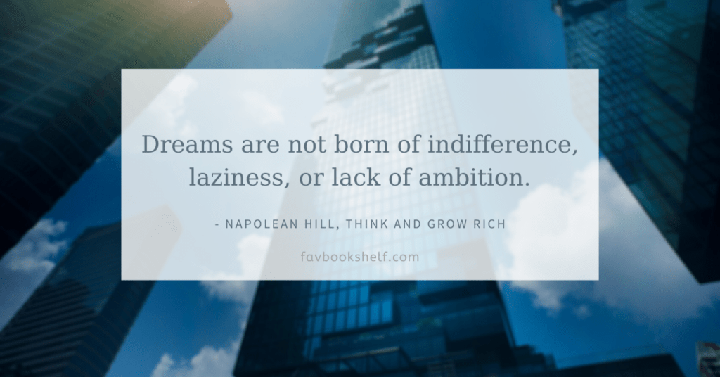 Success and motivational quote from book Think and Grow rich book by napoleon hill.